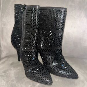 Andiamo Apathos Studded ankle Boots women 6.5 rhinestones silhouette heel party
